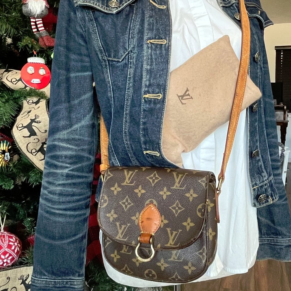 Authentic LOUIS VUITTON Mini Saint Cloud CrossBody Bag Monogram Leather 80s